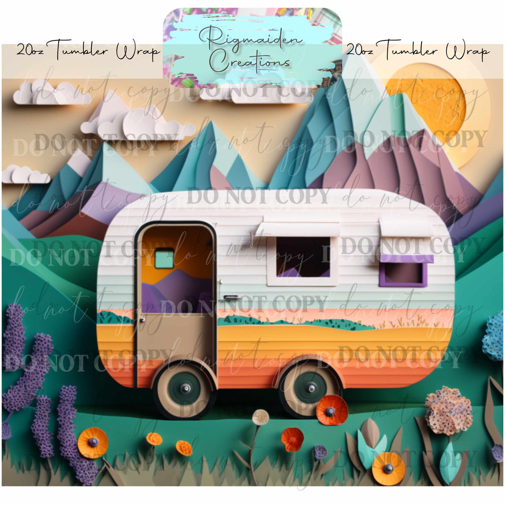 Camper Paper Quill - 20oz Tumbler Wrap {Multiple}