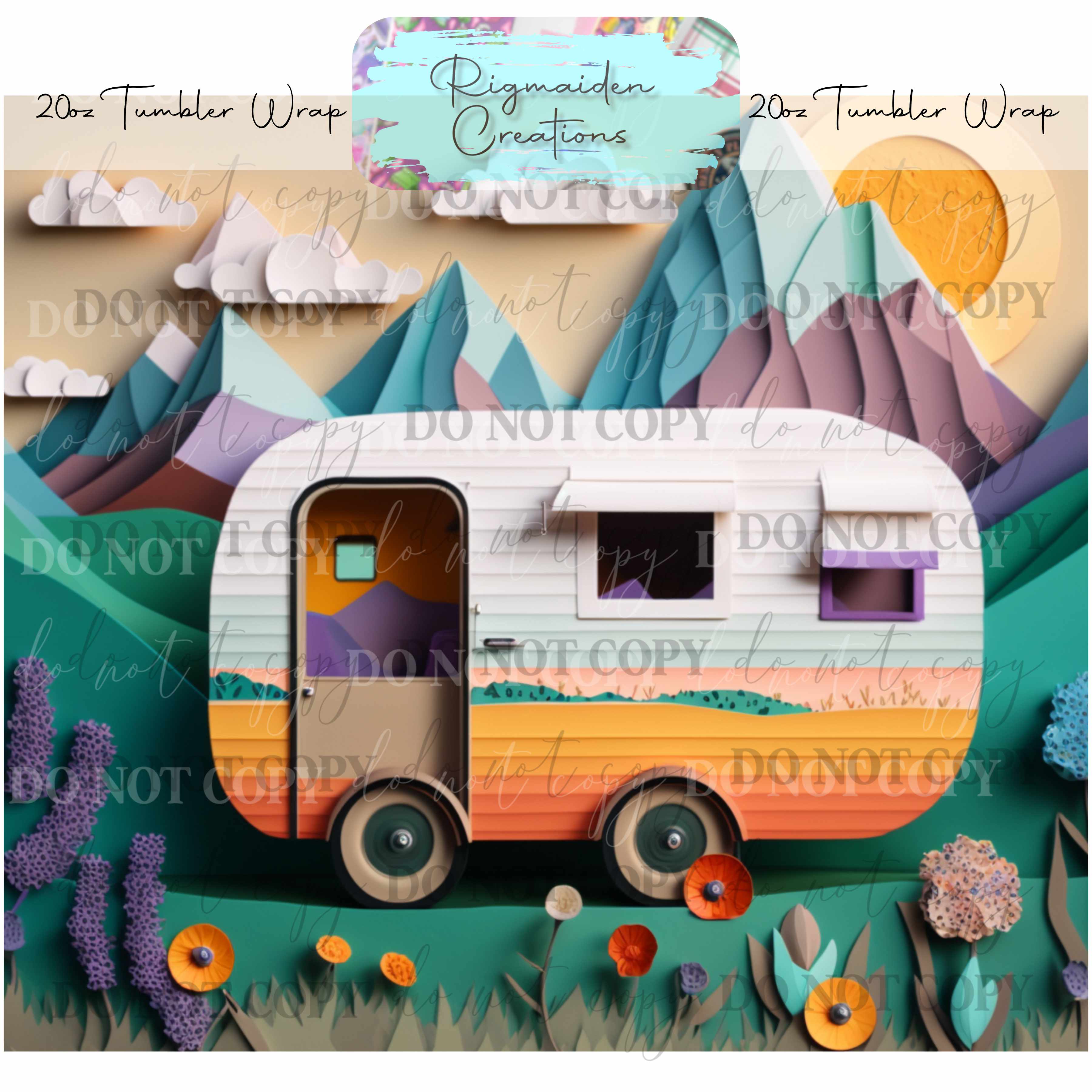 Camper Paper Quill - 20oz Tumbler Wrap {Multiple}