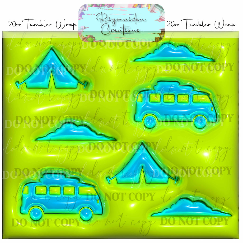 Camping Puffy 3D Effect - 20oz Tumbler Wrap {Multiple}