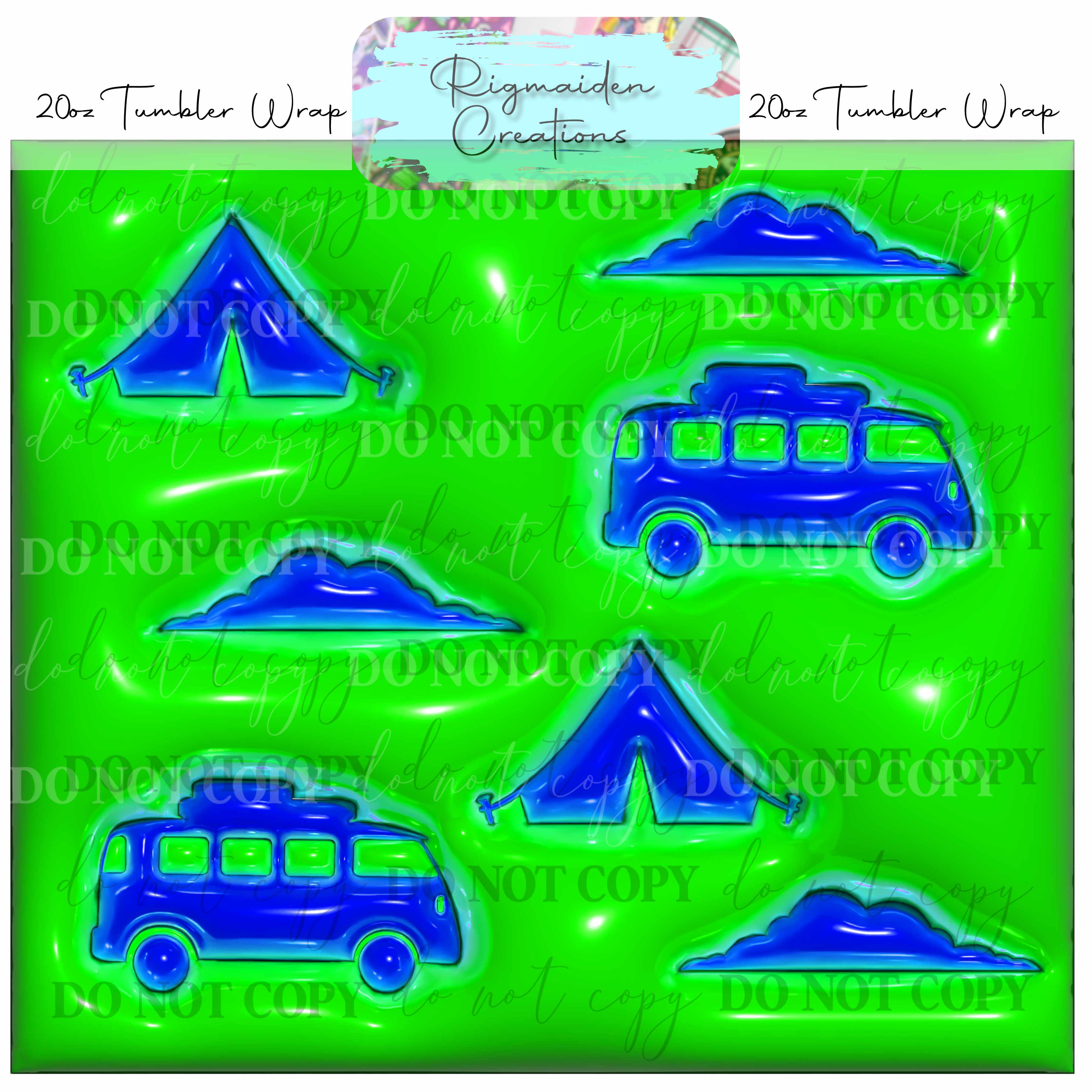 Camping Puffy 3D Effect - 20oz Tumbler Wrap {Multiple}