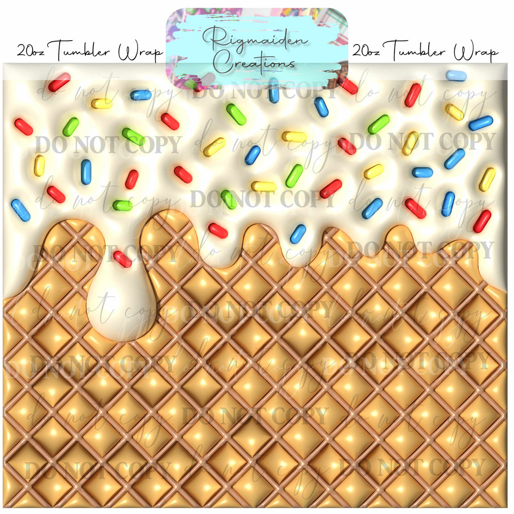 Ice Cream  Puffy 3D Effect - 20oz Tumbler Wrap {Multiple}