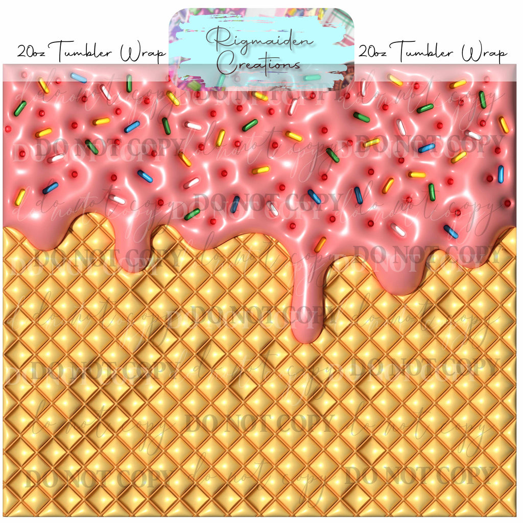 Ice Cream  Puffy 3D Effect - 20oz Tumbler Wrap {Multiple}
