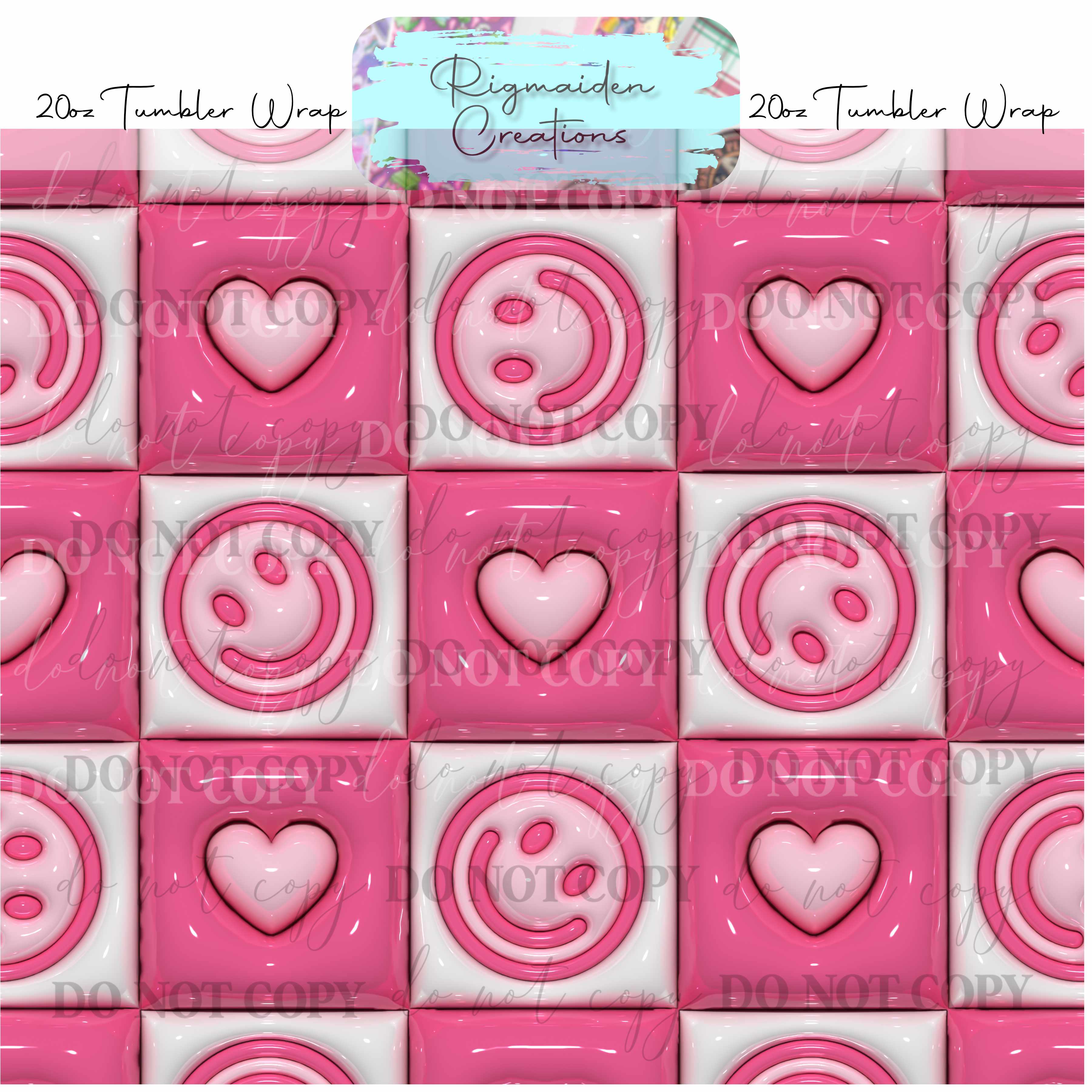 Valentine Puffy 3D Effect - 20oz Tumbler Wrap {Multiple}