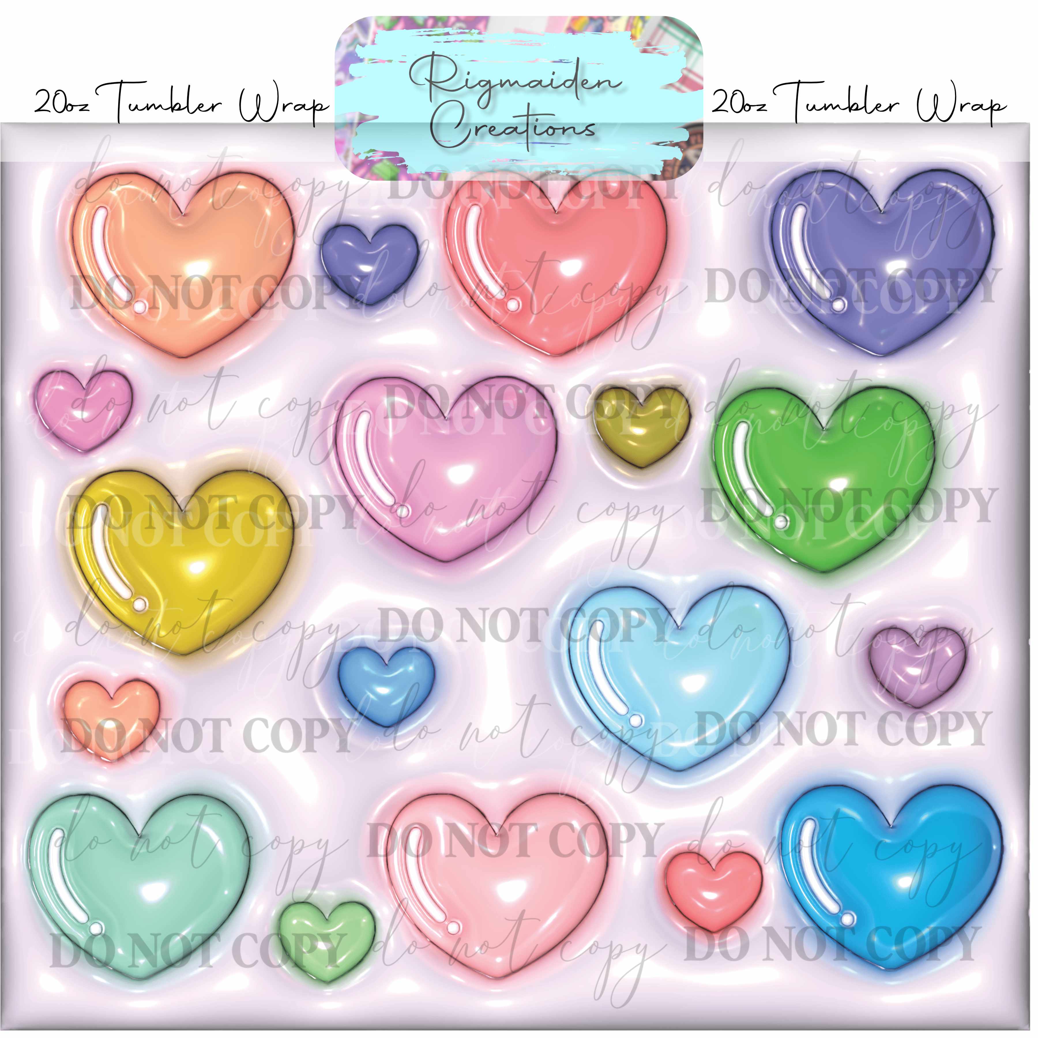 Valentine Puffy 3D Effect - 20oz Tumbler Wrap {Multiple}