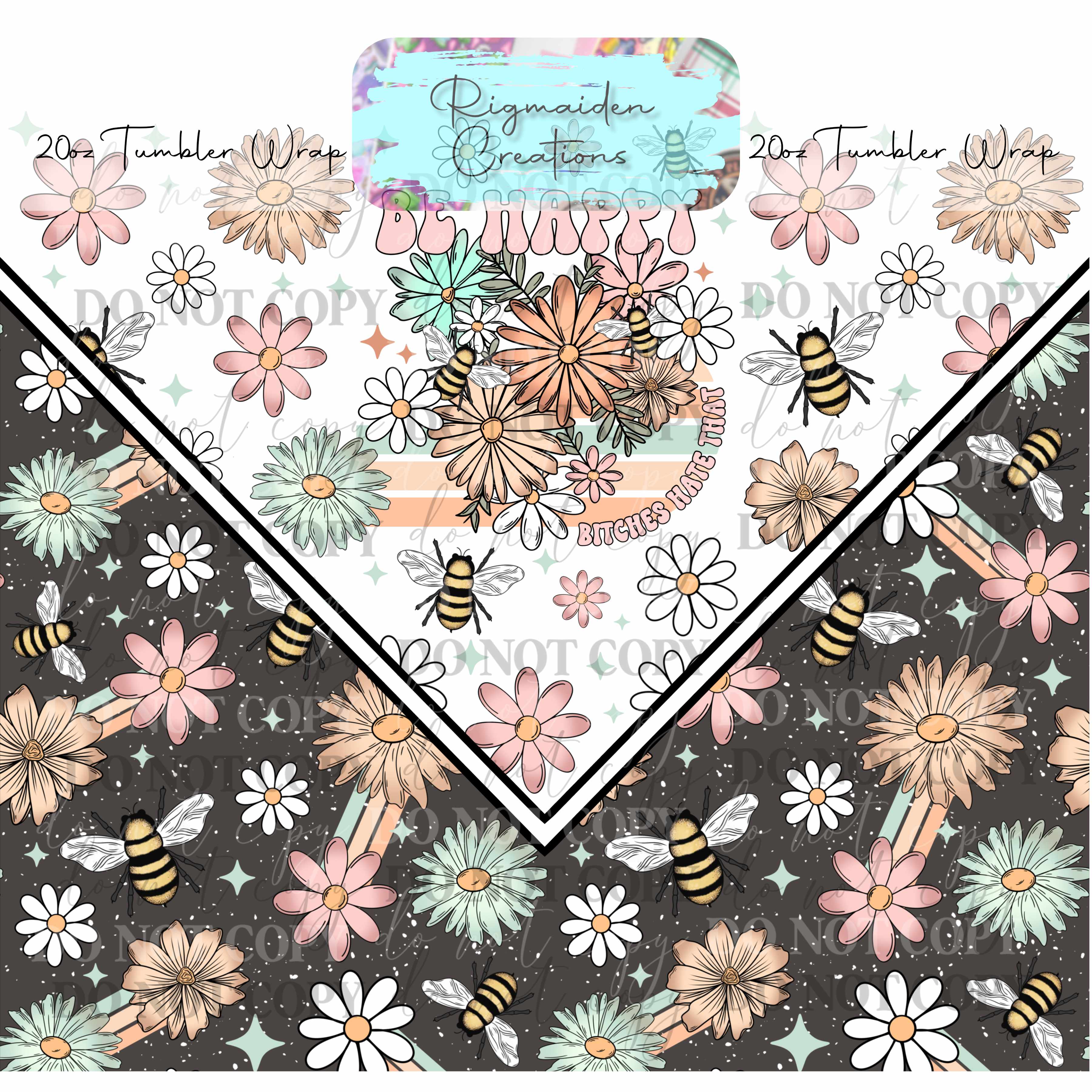 Bee Happy - 20oz Tumbler Wrap