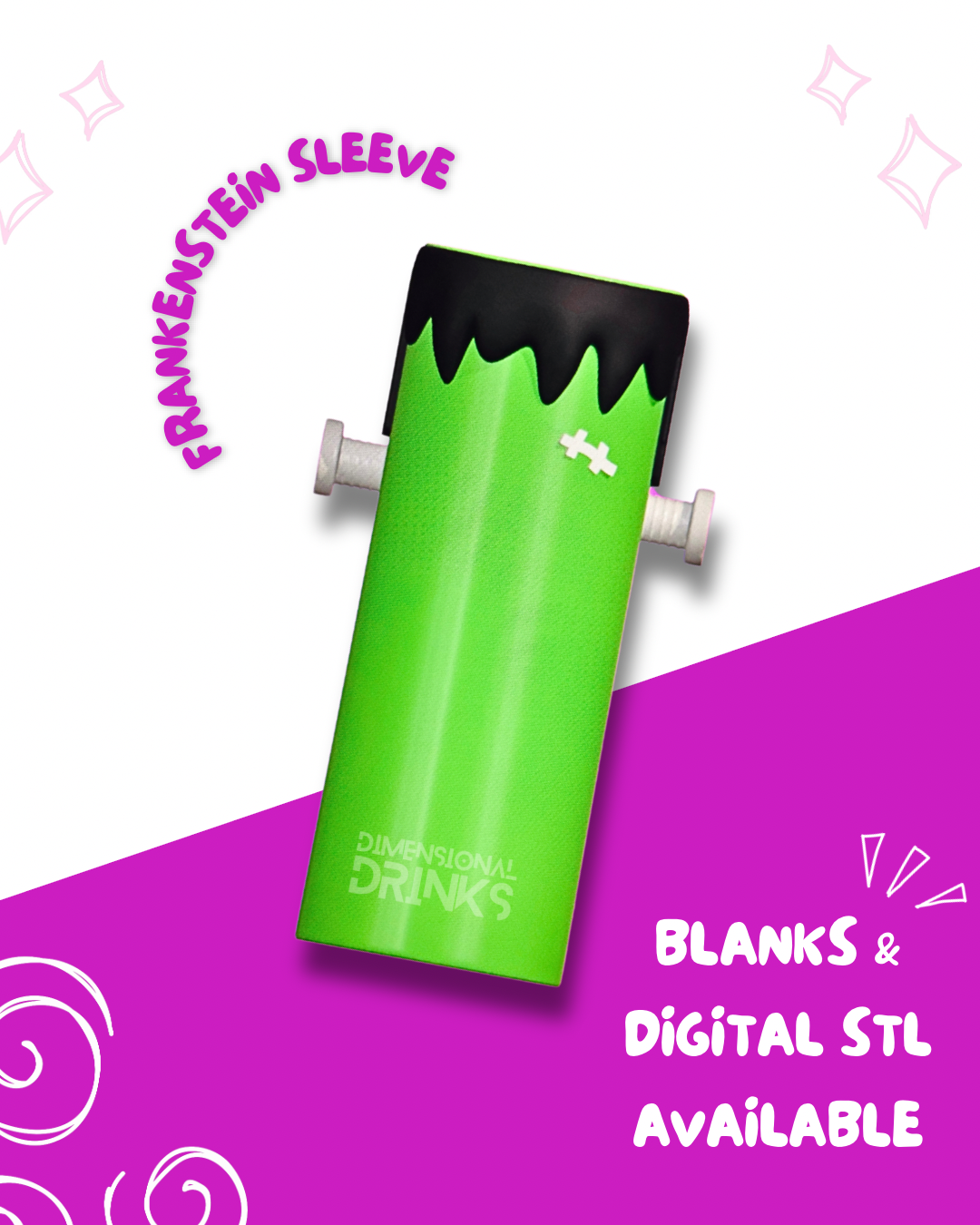 Frankenstein 3D Tumbler Sleeve Digital STL File