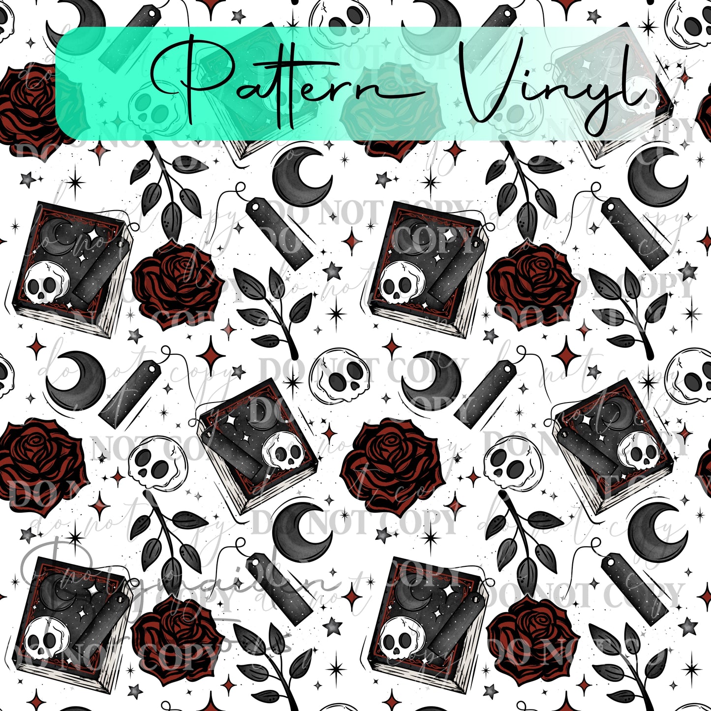 Gothic Rose & Skulls Vinyl Pattern - 12x12