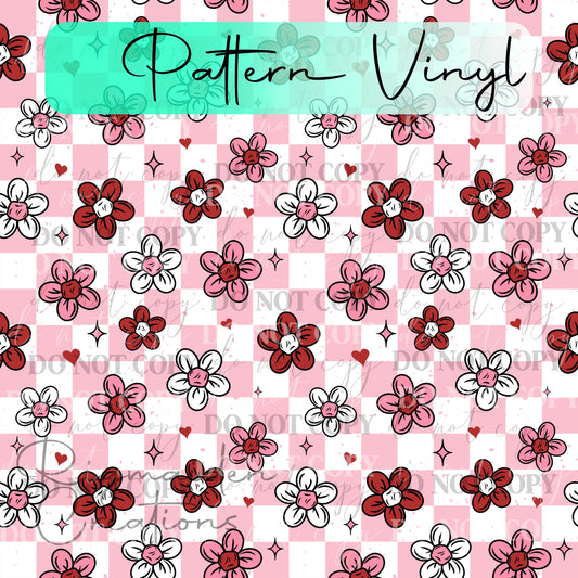 Valentine Daisy Love Pattern Vinyl - 12x12