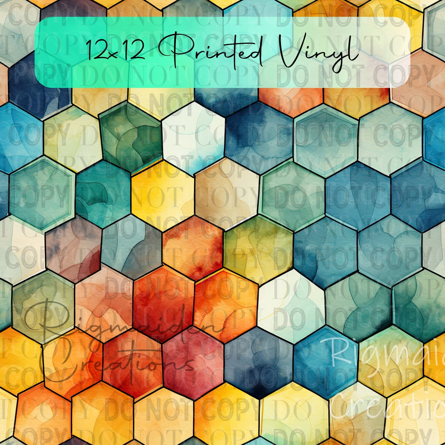 Watercolor Hexagon Pattern Vinyl - 12x12