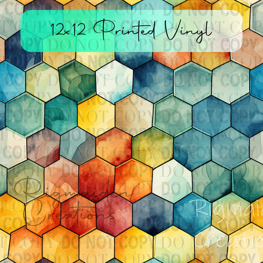 Watercolor Hexagon Pattern Vinyl - 12x12