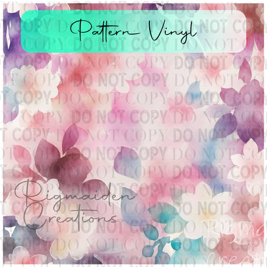 Romantic Watercolor Florals Pattern Vinyl - 12x12