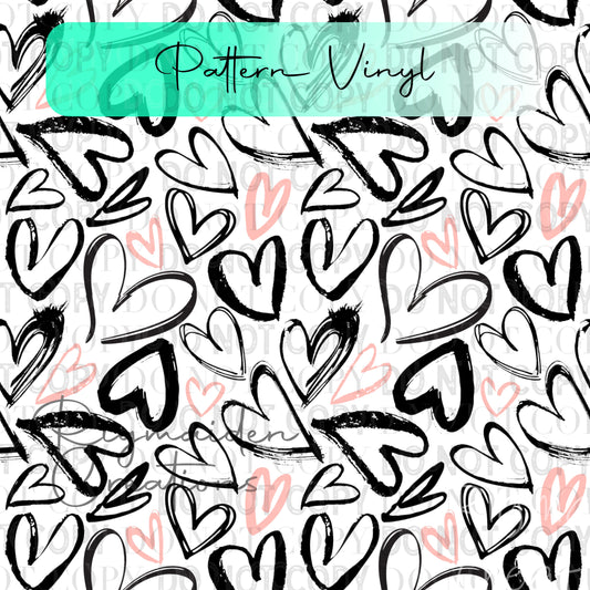 Brush Stroke Hearts Pattern Vinyl - 12x12