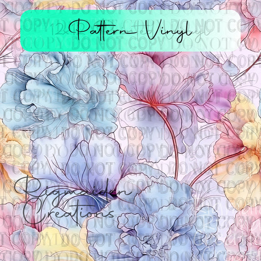 Soft Watercolor Petals Pattern Vinyl - 12x12