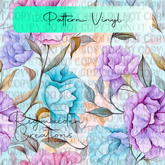 Product Name: Soft Watercolor Floral Pattern Vinyl - 12x12