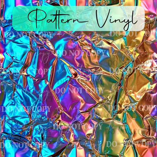 Rainbow Crumpled Foil Pattern Vinyl - 12x12