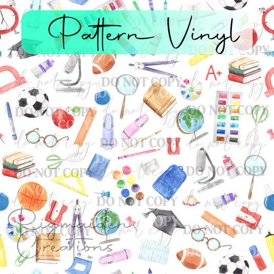 Back to School Fun Pattern 2 Vinyl - 12x12
