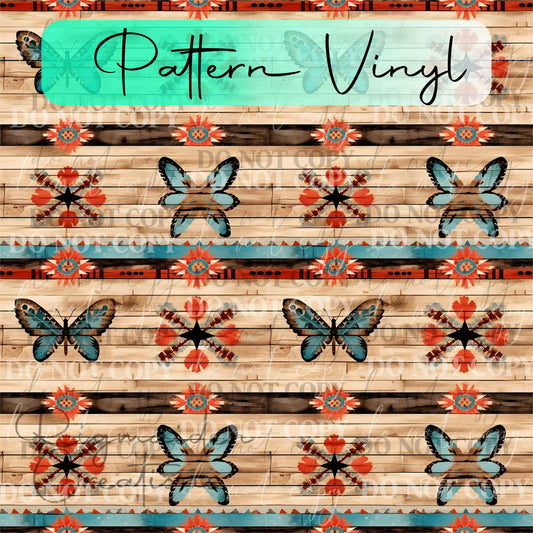 Western Butterflies on Wood Pattern Vinyl - 12x12
