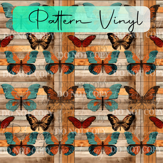 Vintage Butterfly Wood Pattern Vinyl - 12x12