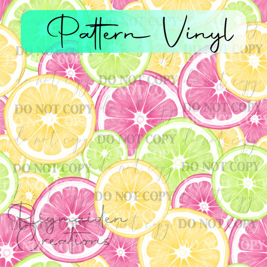 Vibrant Citrus Slices Pattern Vinyl - 12x12