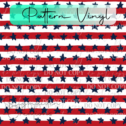 Patriotic Stars & Stripes Pattern Vinyl - 12x12