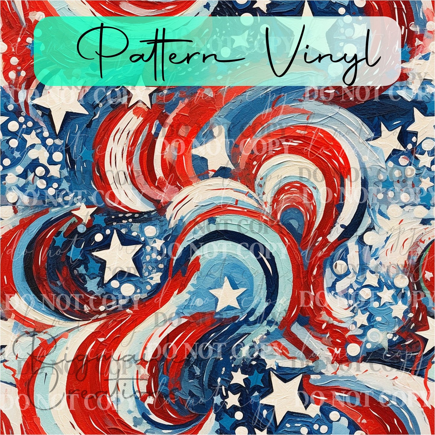 Patriotic Paint Strokes Pattern Vinyl - 12x12