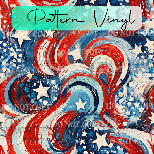 Patriotic Paint Strokes Pattern Vinyl - 12x12