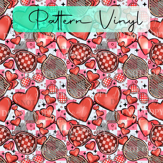 Valentine's Day Heart Glasses Pattern Vinyl - 12x12