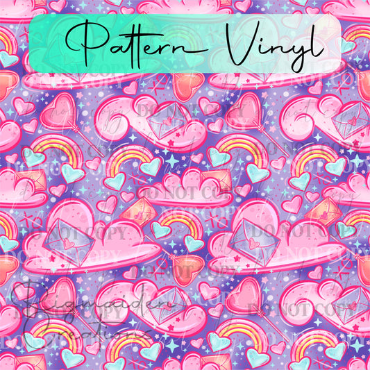 Valentine's Day Cloud Rainbow Pattern Vinyl - 12x12