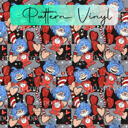 Thing 1 & Thing 2 Valentine's Pattern Vinyl - 12x12
