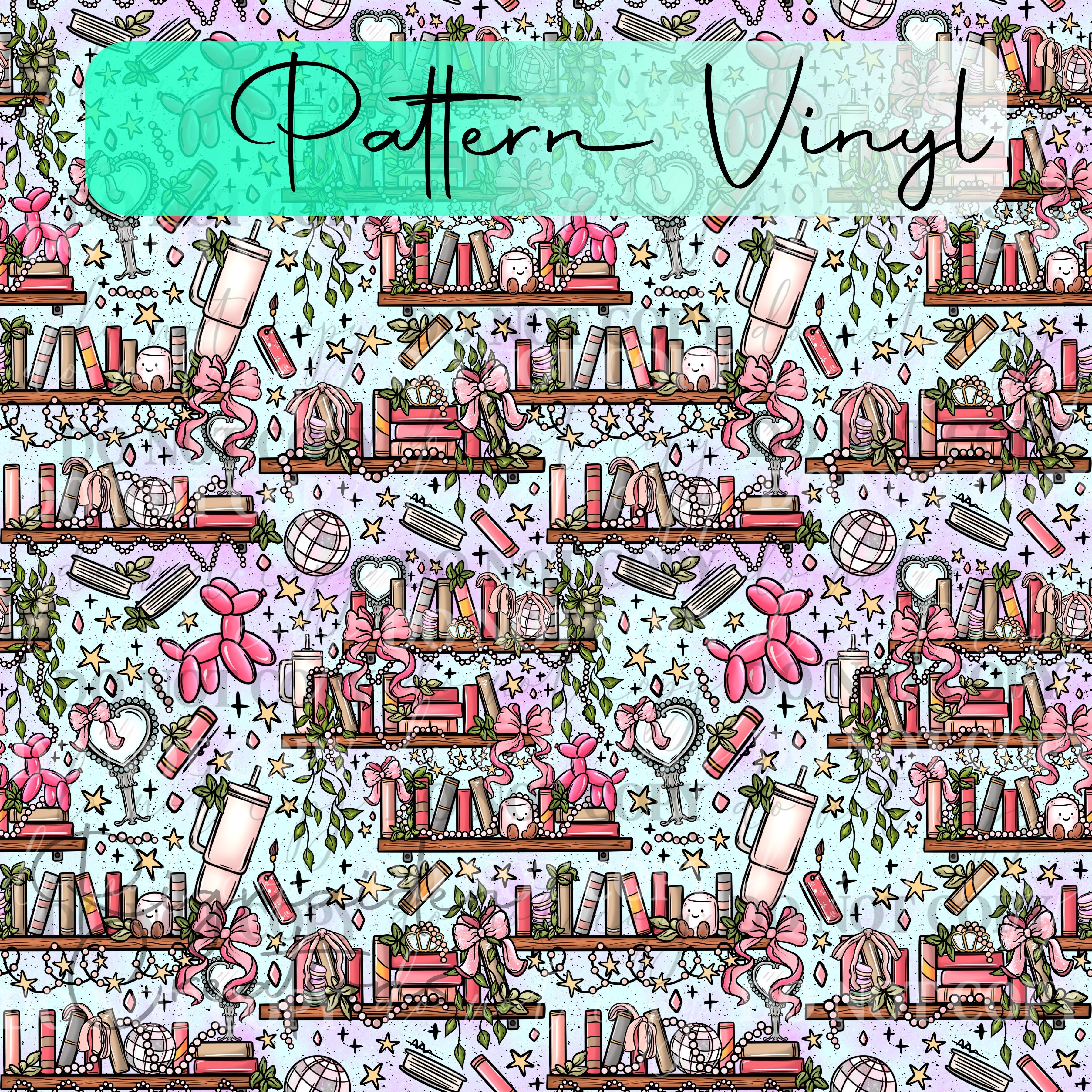 Valentines Bookshelf Aqua Vinyl