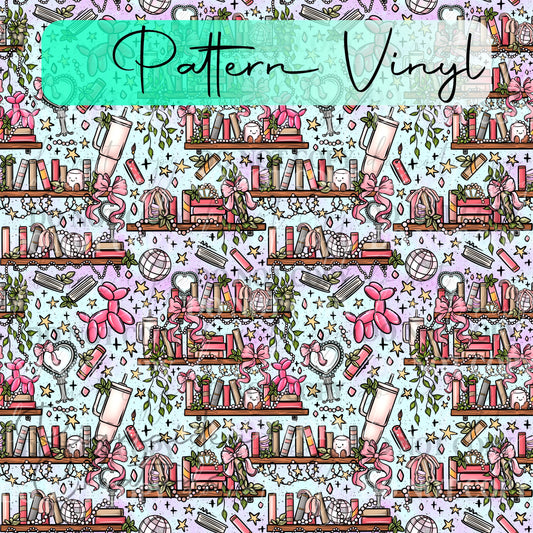 Cozy Bookworm Pattern Vinyl - 12x12