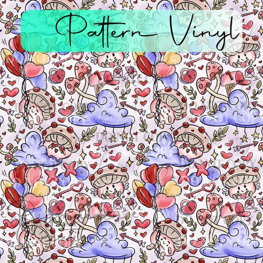 Valentine Mushroom Forest Pattern Vinyl - 12x12