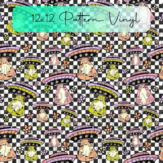 Spooky UFO Ghosts Pattern Vinyl - 12x12