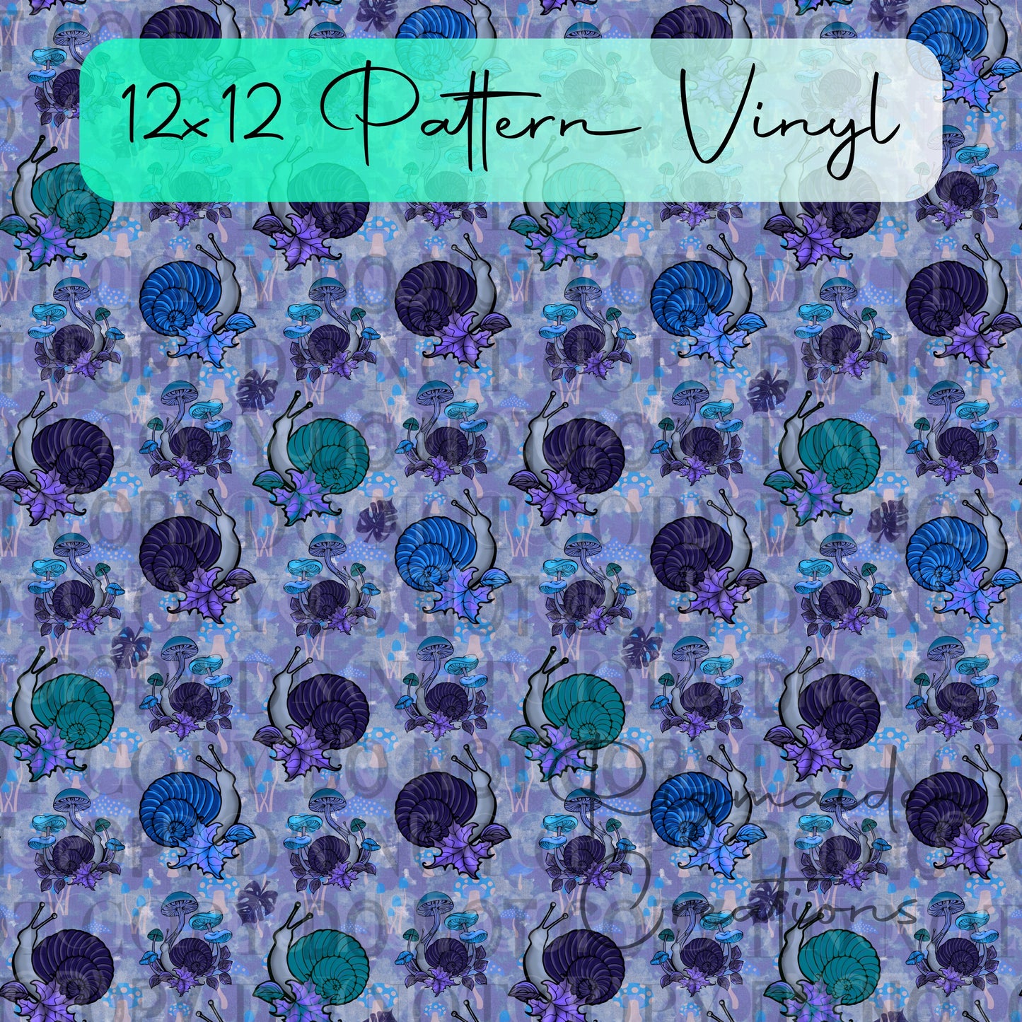 Mystical Mushrooms and Snails Pattern Vinyl - 12x12