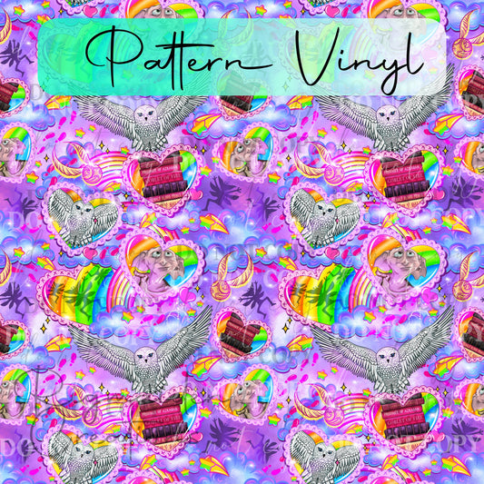 Rainbow Dobby Hearts Pattern Vinyl - 12x12