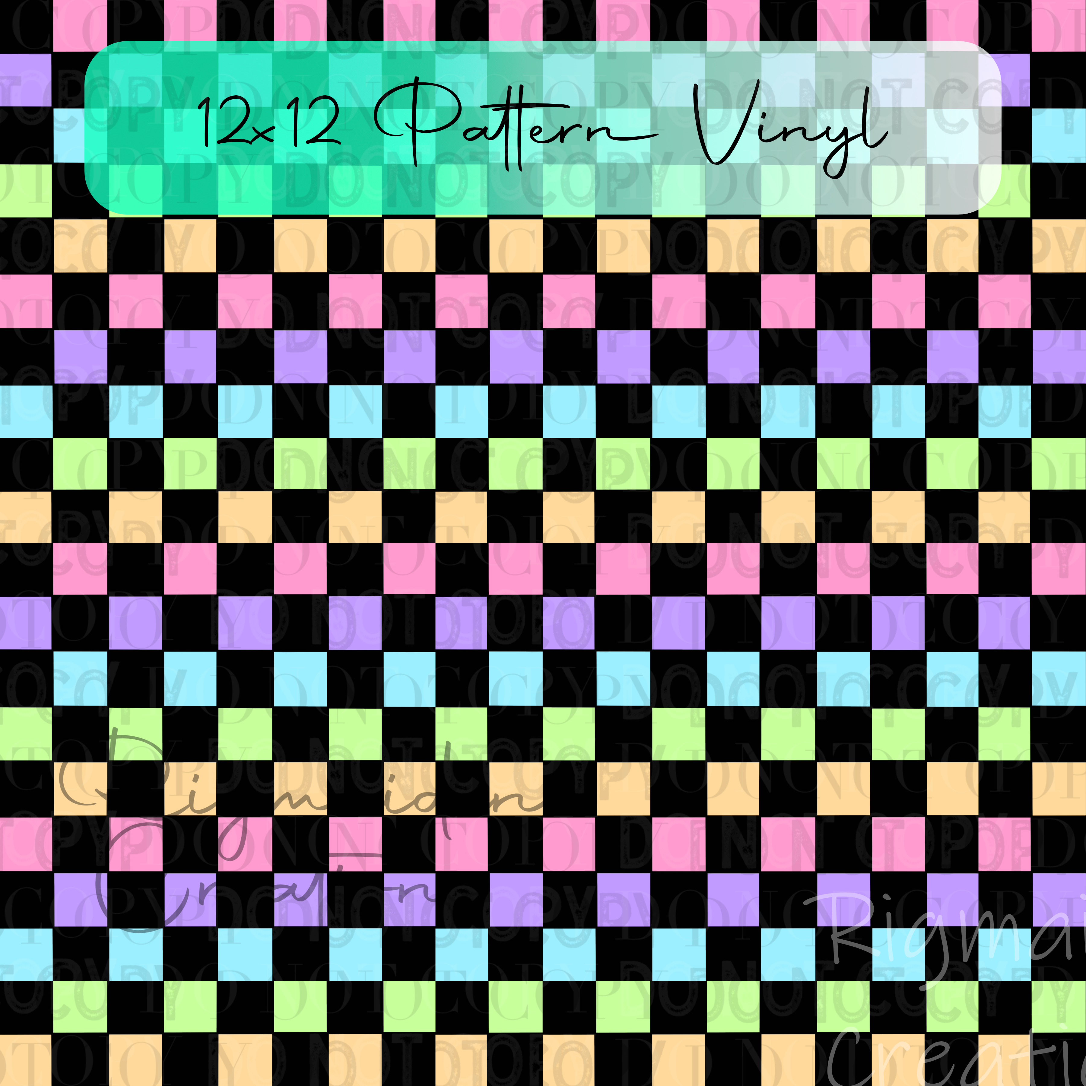Rainbow Pastel Checkers Vinyl