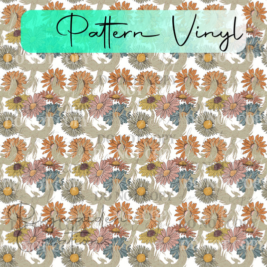 Retro Floral Pattern Vinyl - 12x12