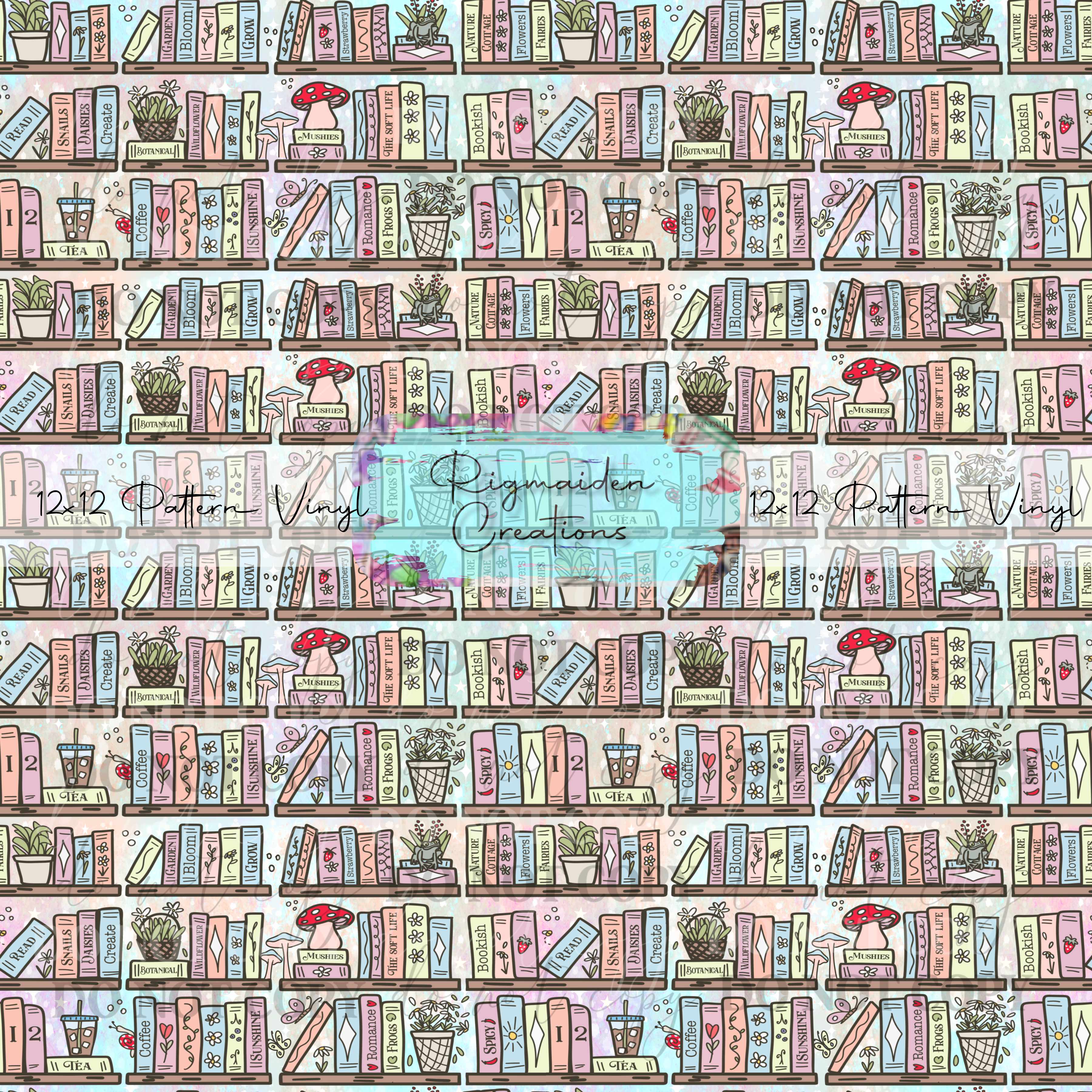Pastel Cottagecore Bookshelf Vinyl