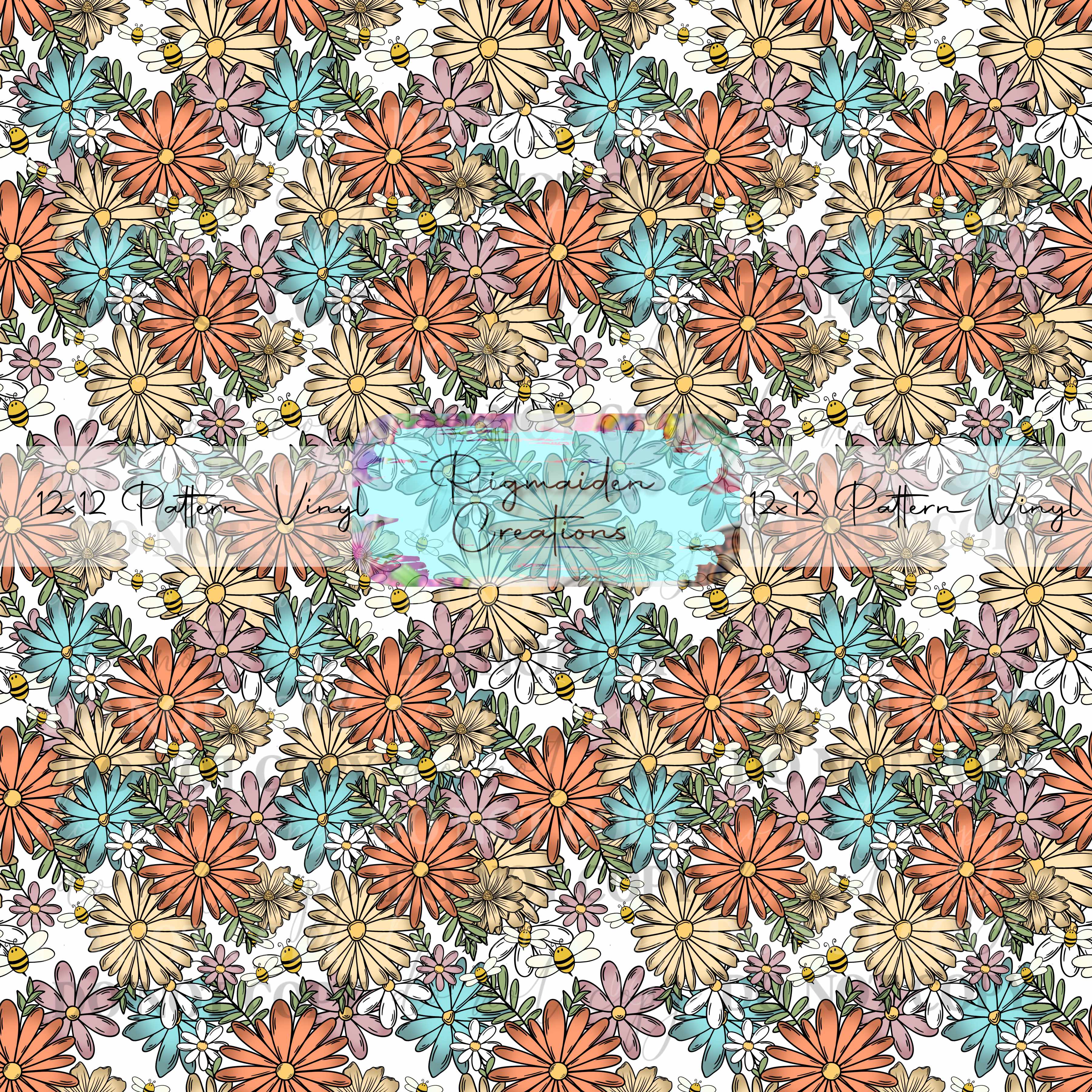 Cerra's Floral with Bees Vinyl