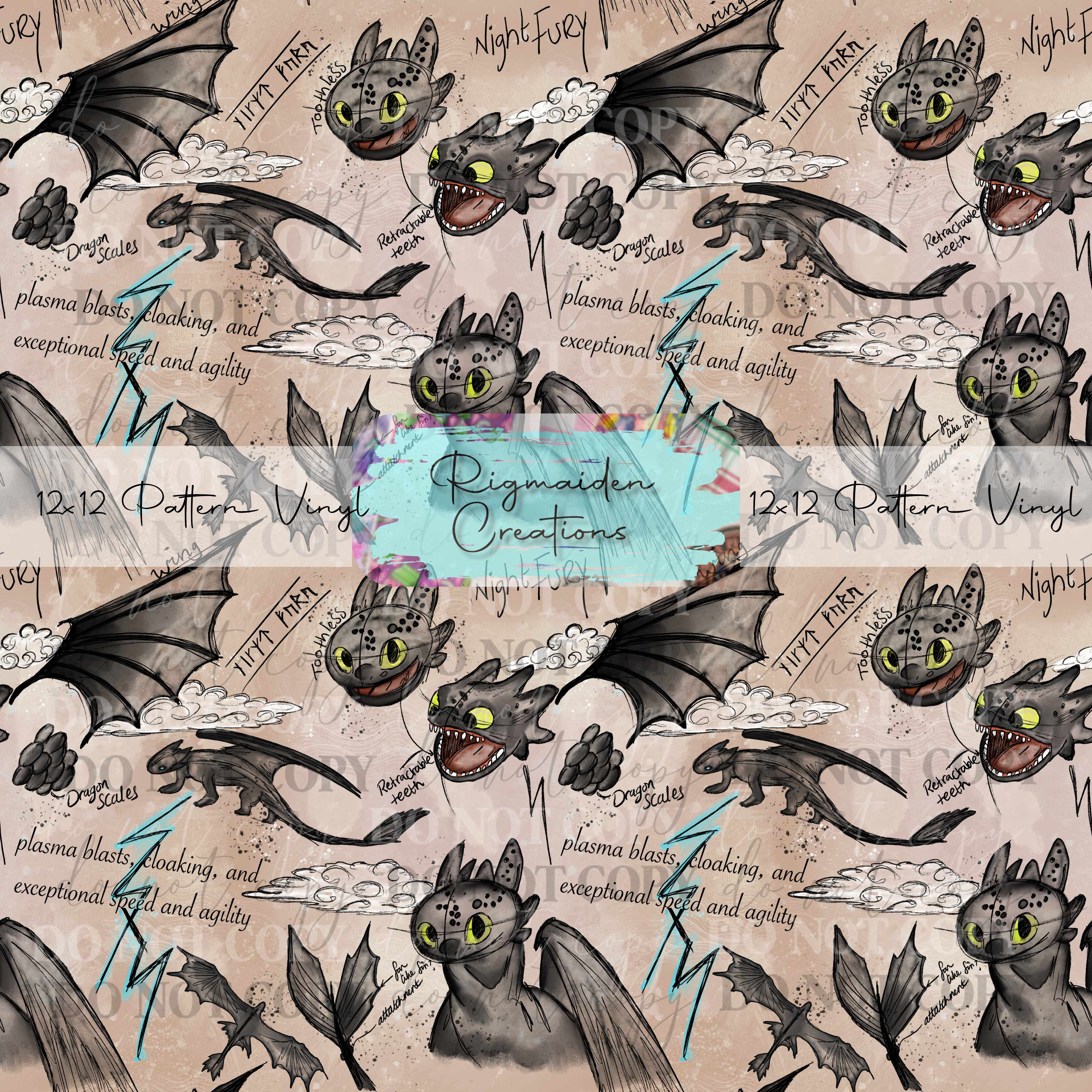 No Teeth Dragon Sketch Vinyl