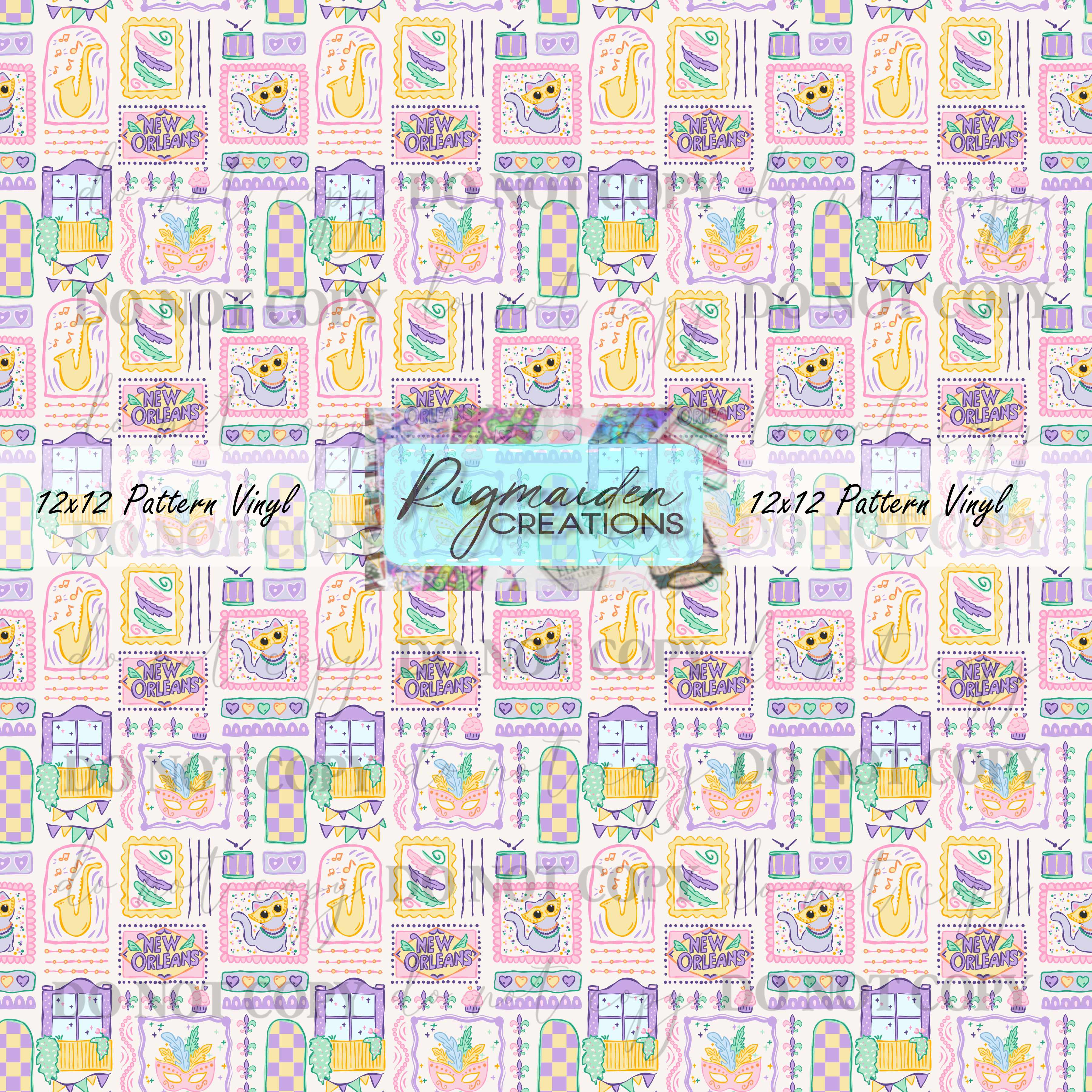 Cute Pastel Mardi Gras Stamps Vinyl