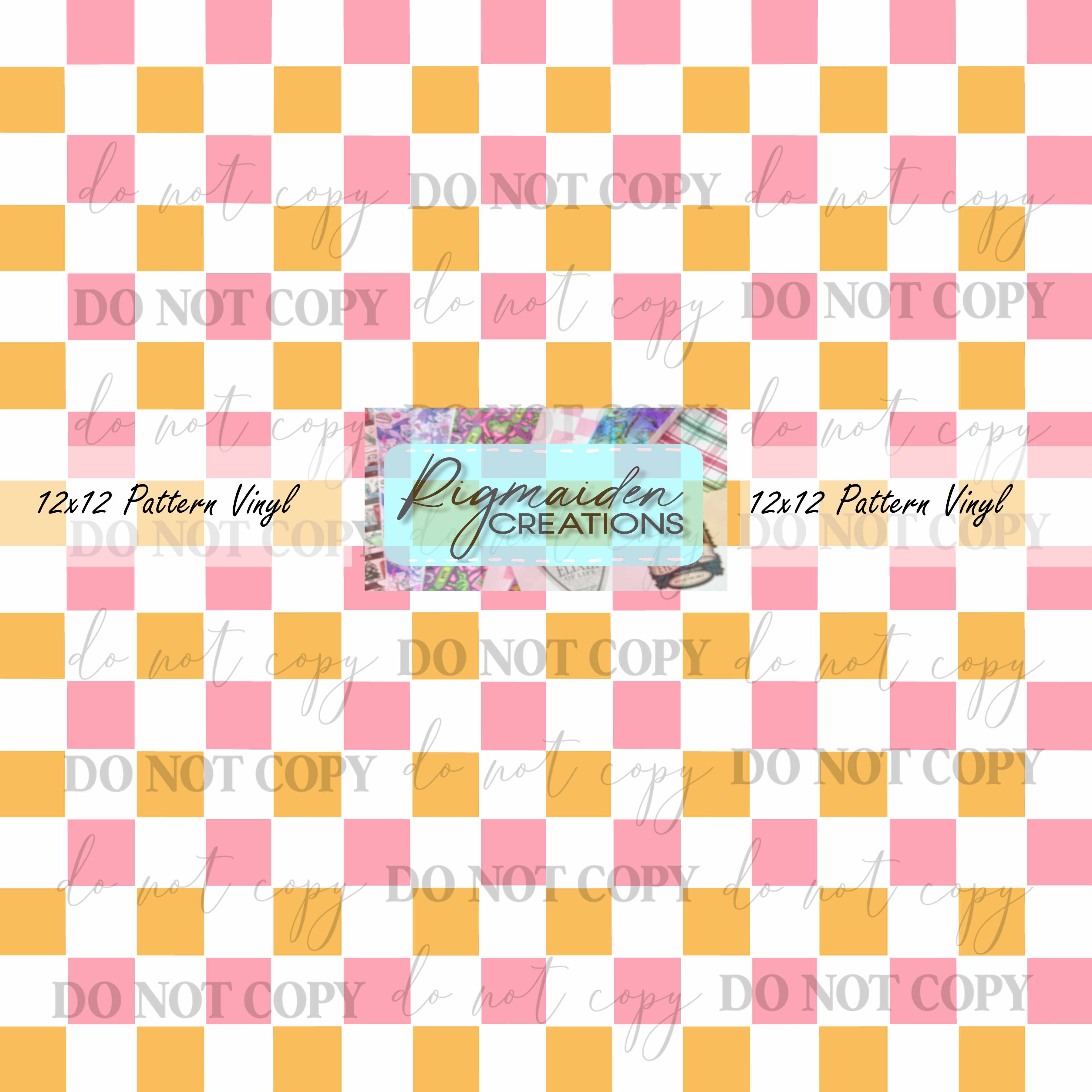 Pink and Orange Checkered Vinyl