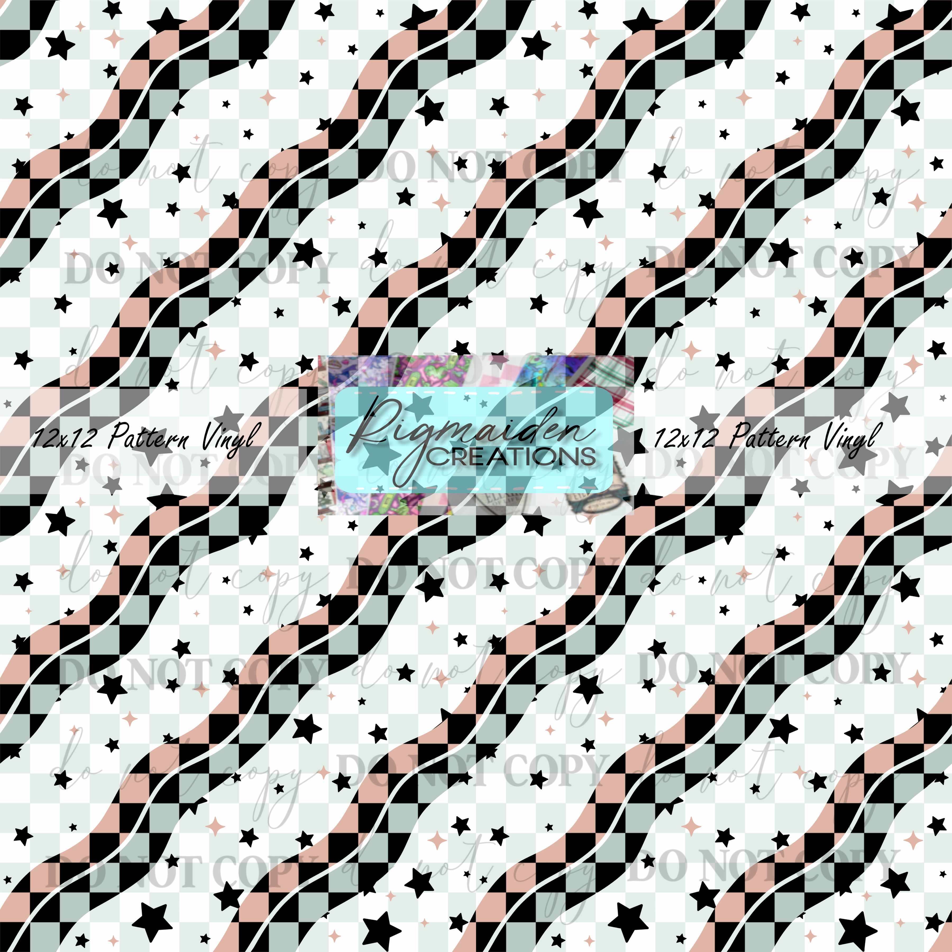 Wavy Retro Checkers Vinyl