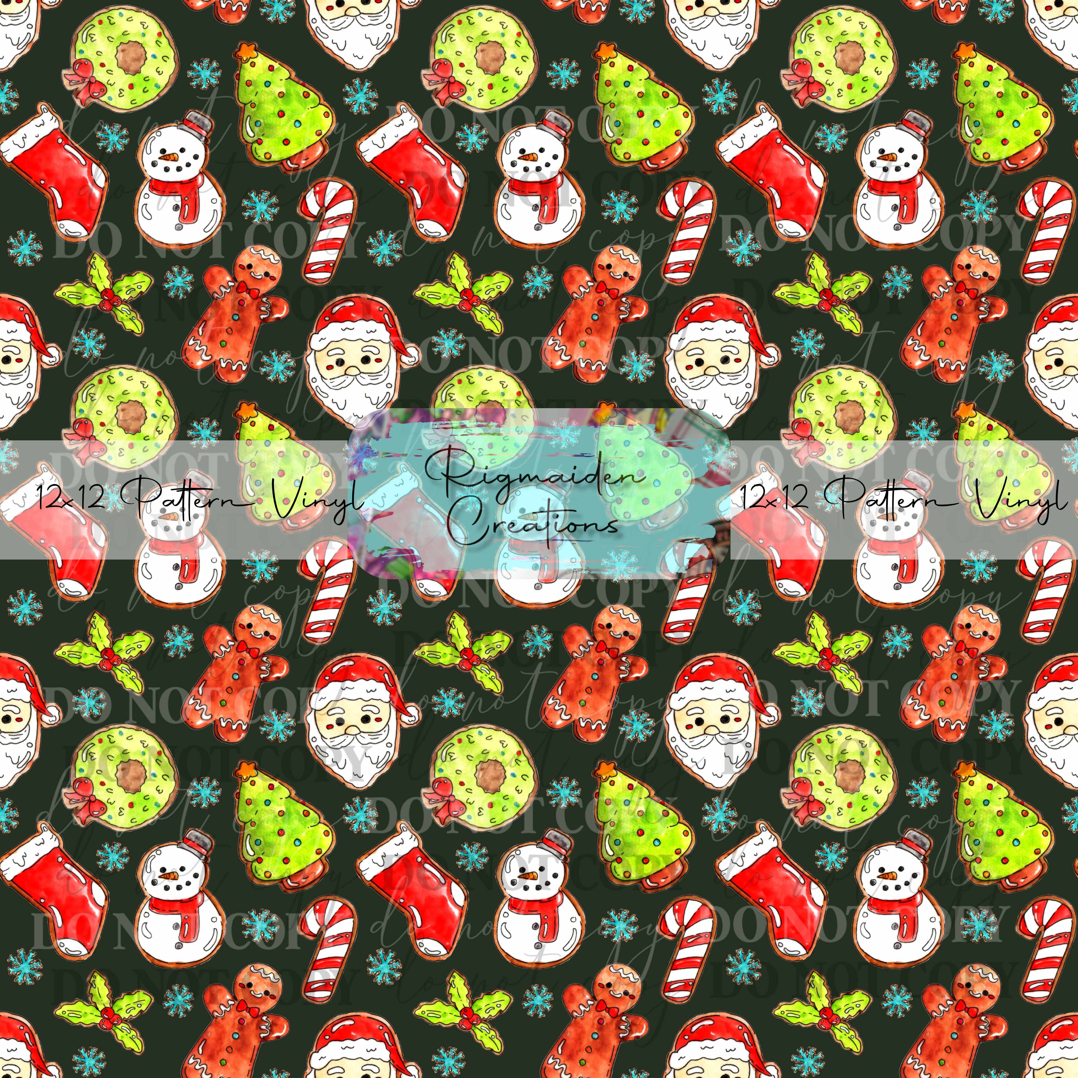 Green and Red Christmas Cookies (Dark) Vinyl