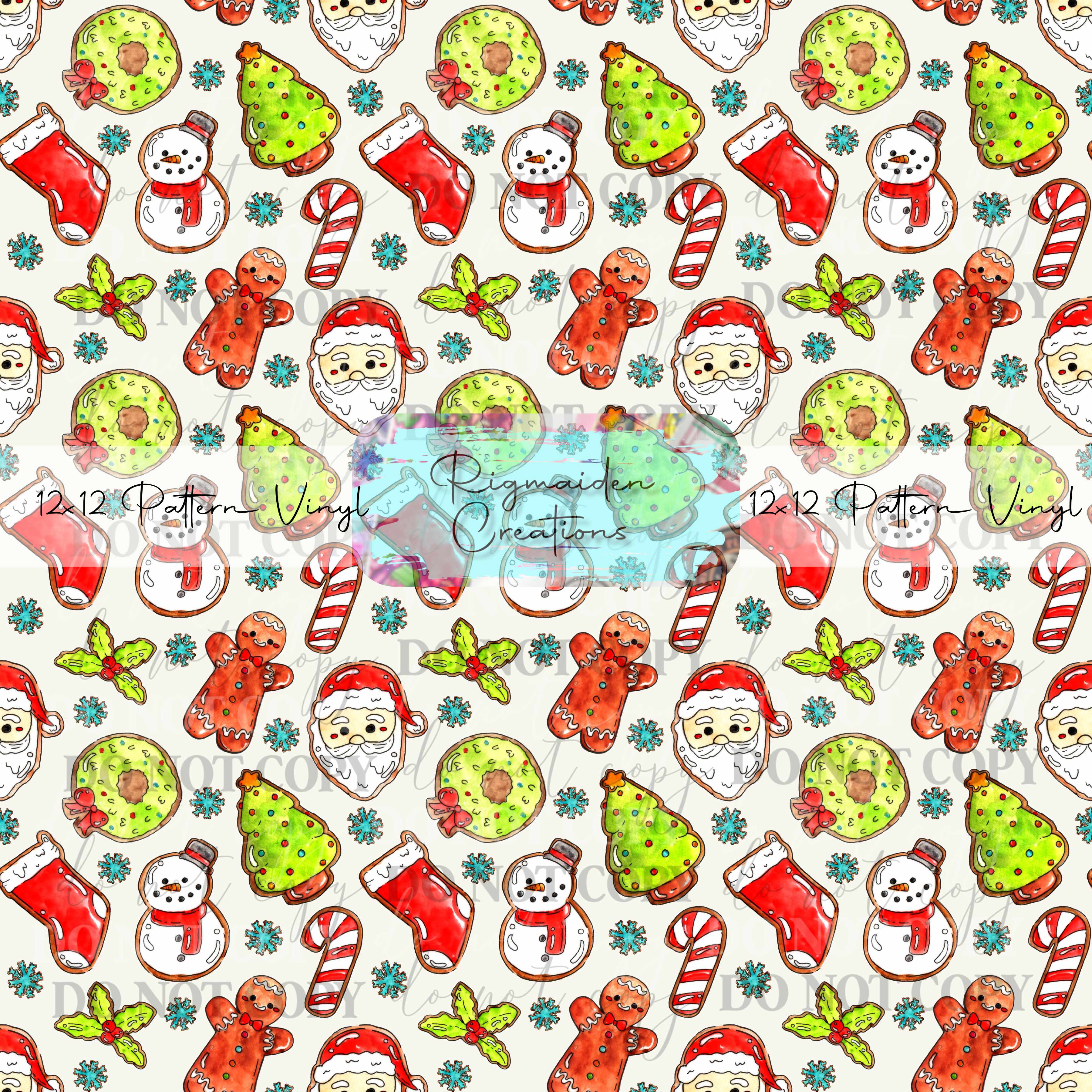 Green and Red Christmas Cookies (White) Vinyl