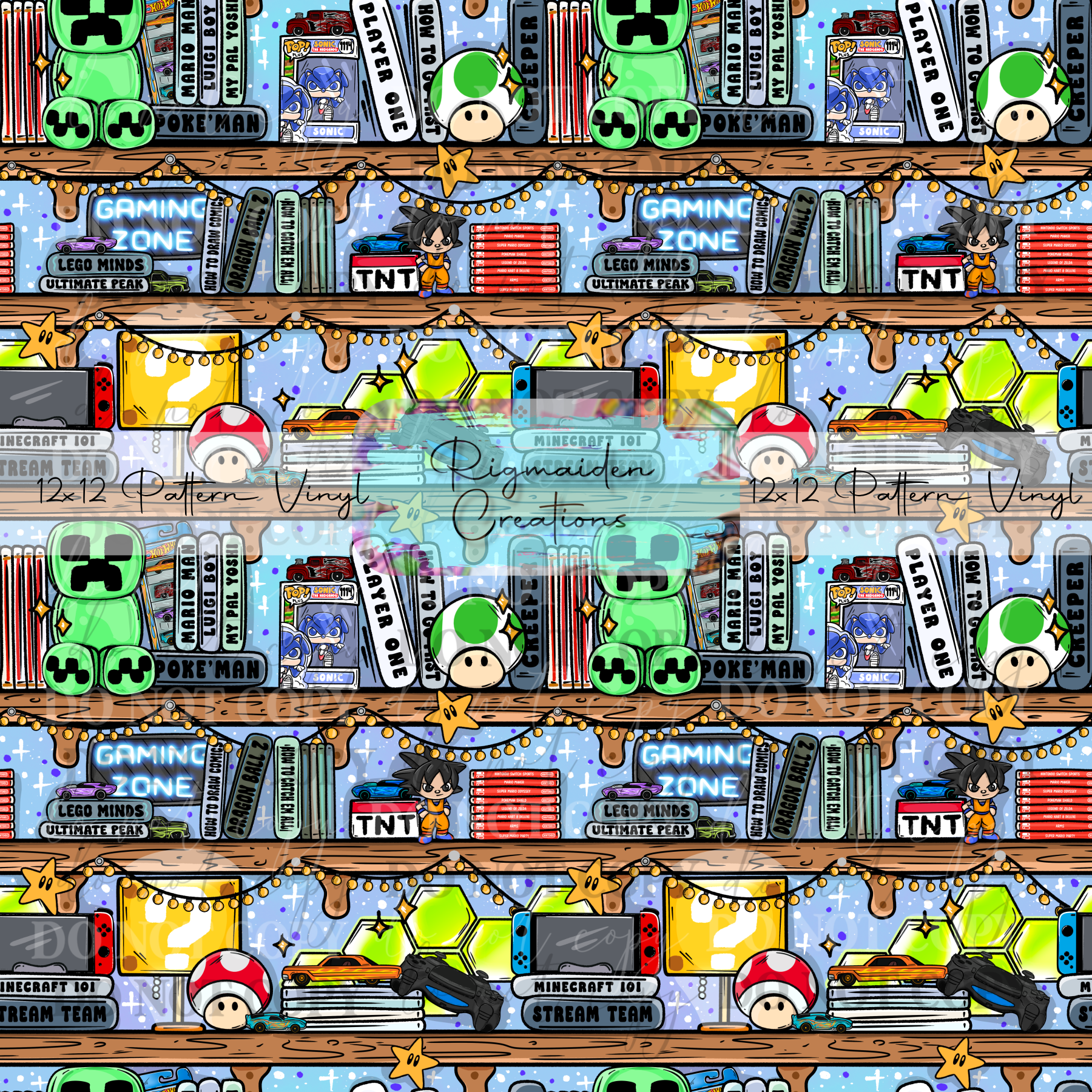 Gamer Bookshelf Light Blue Vinyl