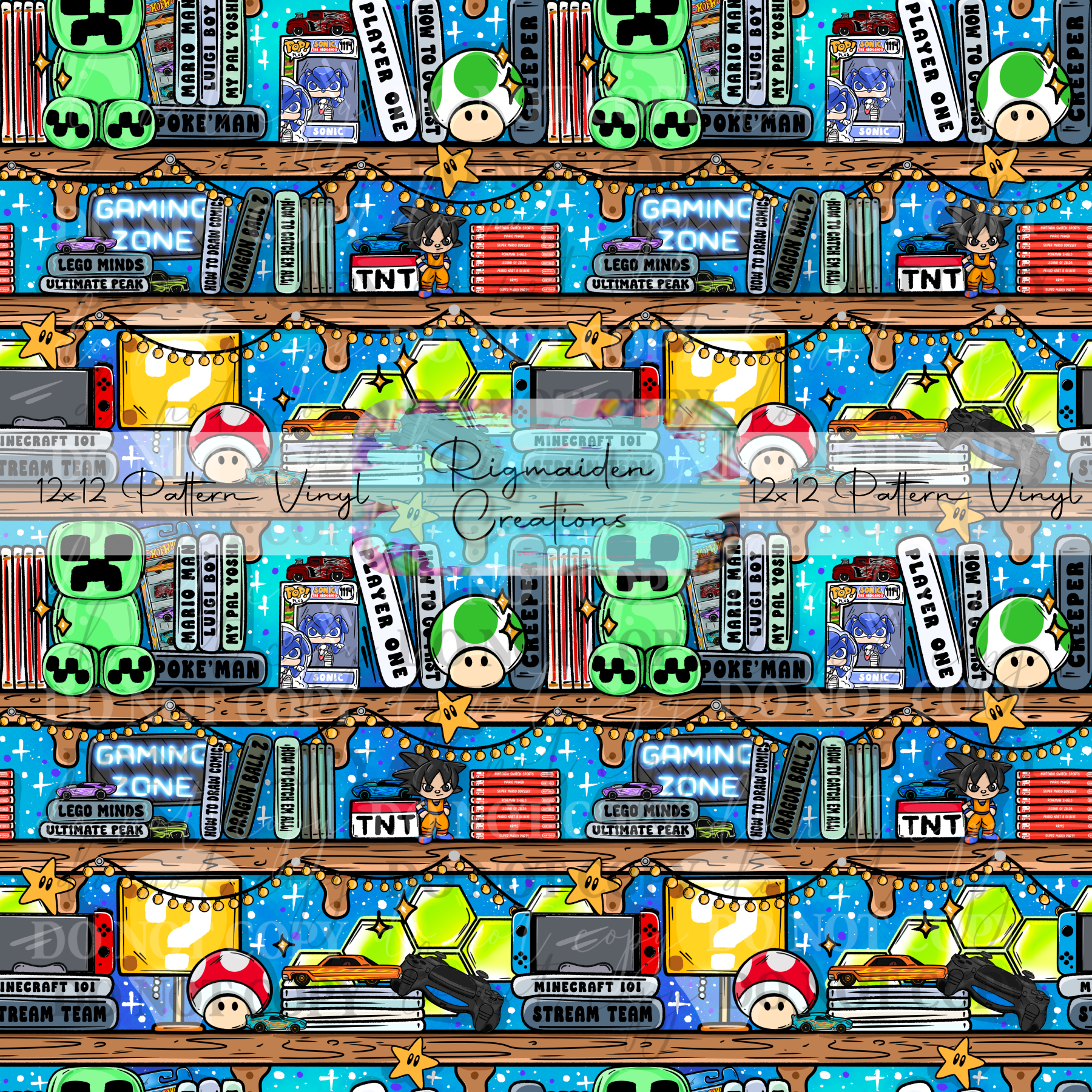 Gamer Bookshelf Bright Blue Vinyl