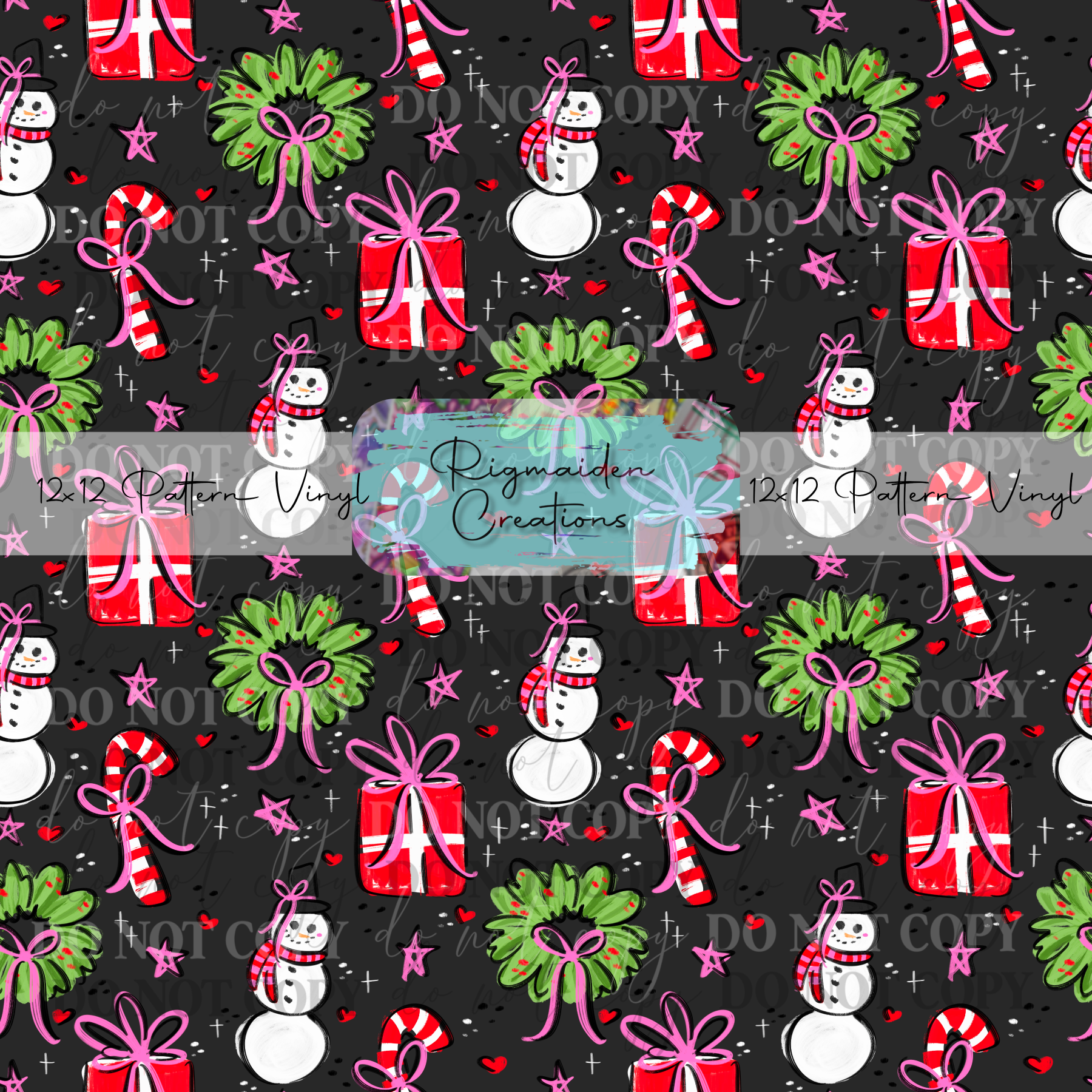 Christmas Doodles Grey Vinyl