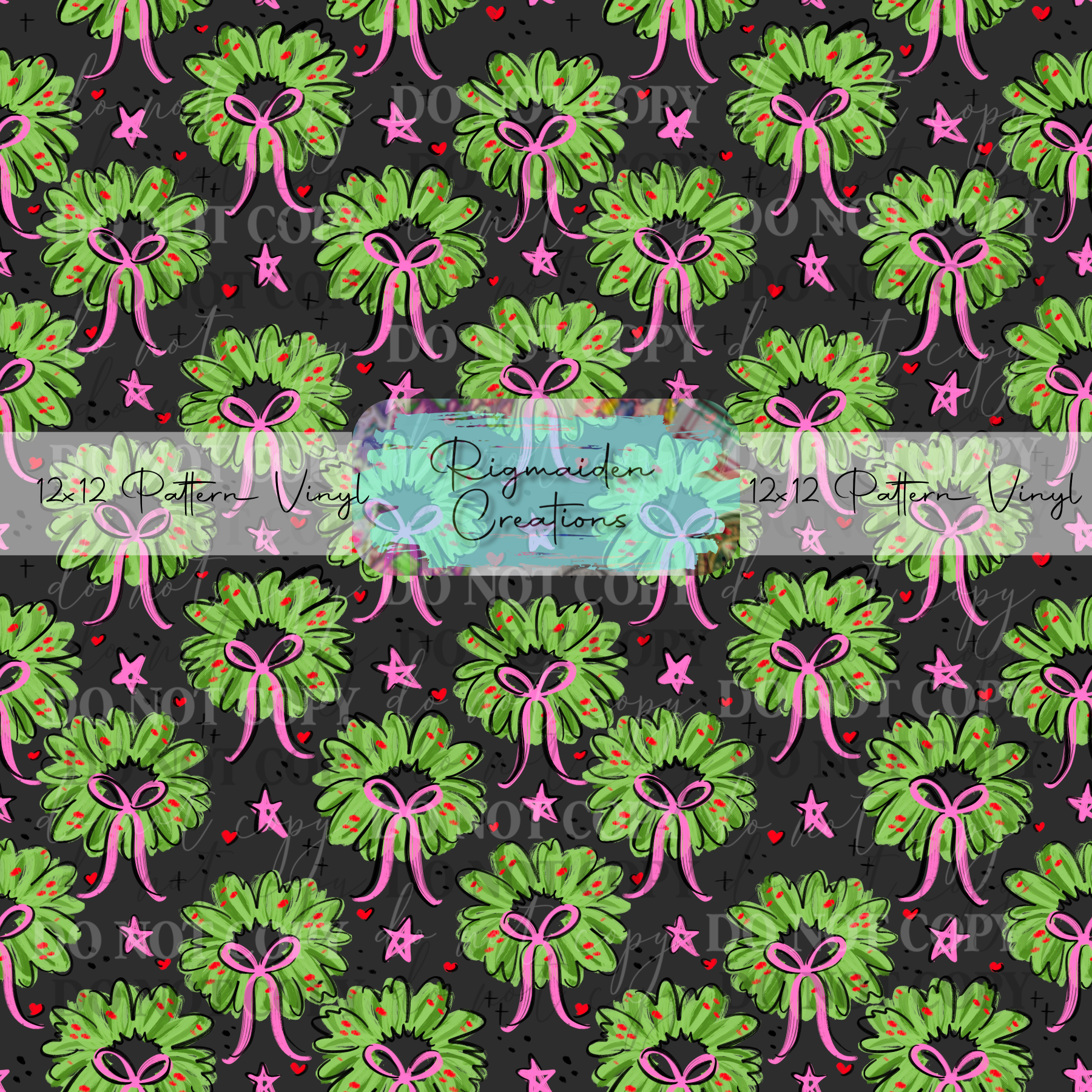 Wreath Doodles Grey Vinyl