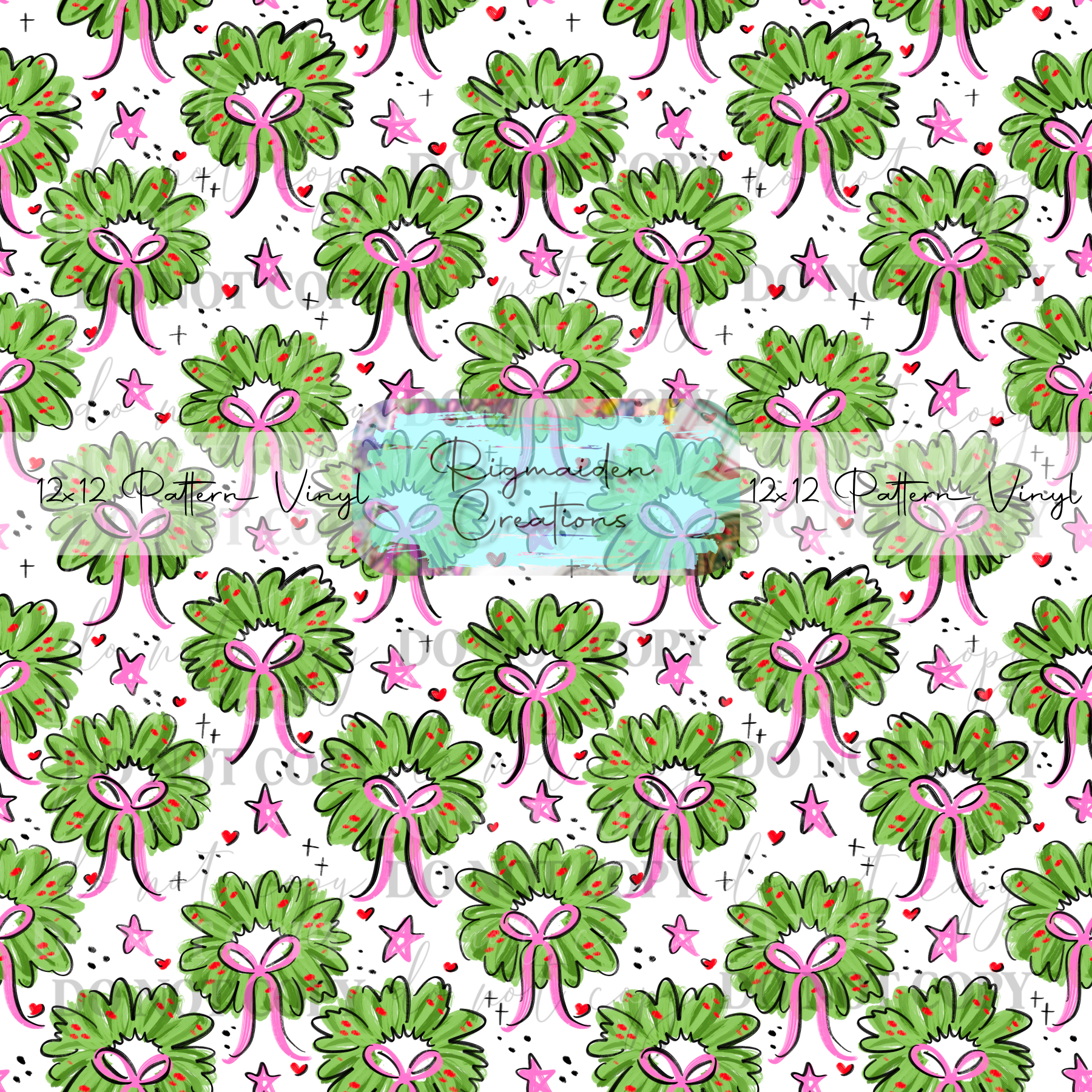 Wreath Doodles White Vinyl